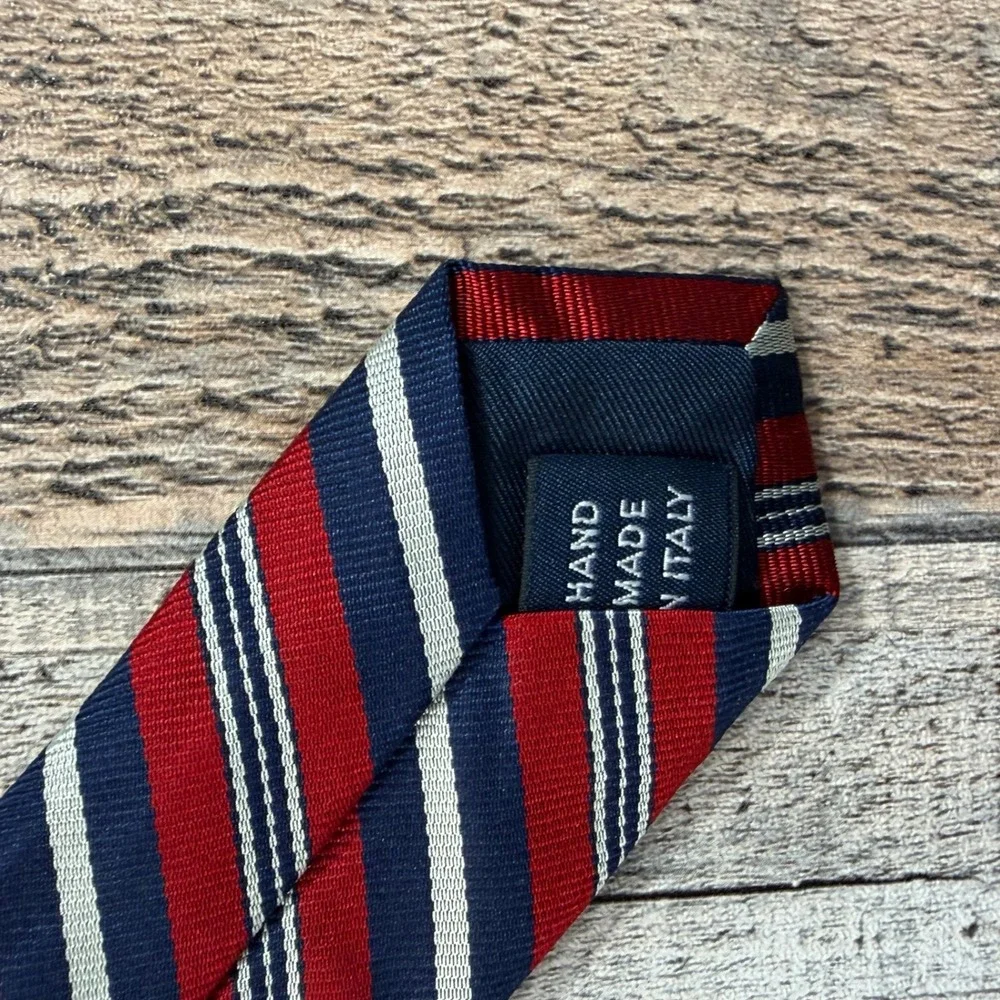 Vintage Polo Ralph Lauren Tie Mens OS Red Blue Silk Stripe Made In Italy Preppy
